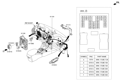 2000 Hyundai Santa Fe Instrument Panel Junction Box Assembly Diagram for 919504Z590