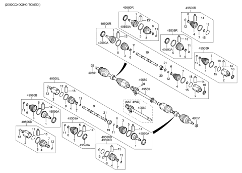 2020 Hyundai Palisade  Bearing Bracket & Shaft Assembly Diagram for 495604Z680