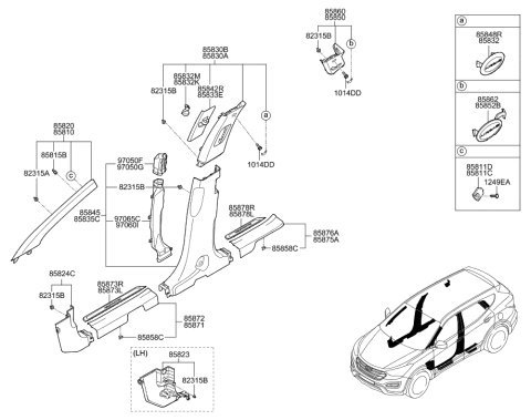2019 Hyundai Nexo Clip-Trim Mounting Diagram for 85815C1000
