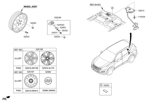 2020 Hyundai Palisade  17 Inch Wheel Diagram for 529102W210