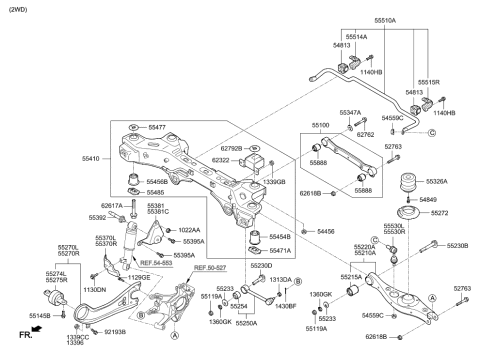 2019 Hyundai Nexo  Crossmember-Rear Diagram for 554054Z000