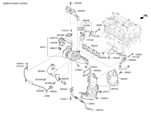 2020 Hyundai Palisade  Stay-Exhaust Manifold Diagram for 285272GGA3