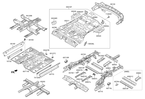 2019 Hyundai Nexo CROSSMEMBER Assembly-Rear Floor, No Diagram for 658102W000