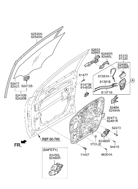 2019 Hyundai Nexo Motor Assembly-Front Power Window, LH Diagram for 824502W000
