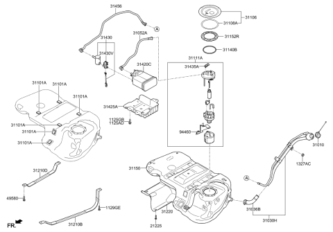2000 Hyundai Santa Fe  Bracket-Fuel Tank Diagram for 312114Z000