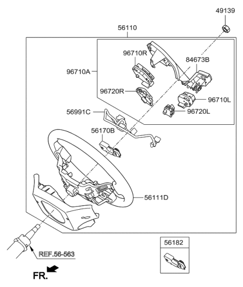2020 Hyundai Palisade Body-Steering Wheel Diagram for 561202W050UNB