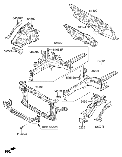 2022 Hyundai Tucson Member Assembly-Front Side, LH Diagram for 64601C2000