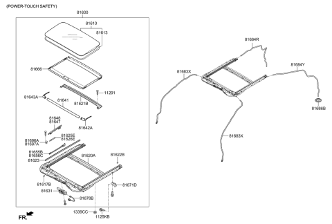 2023 Hyundai Santa Fe Hybrid  Rail Assembly-Sunroof Guide, RH Diagram for 81648C3300