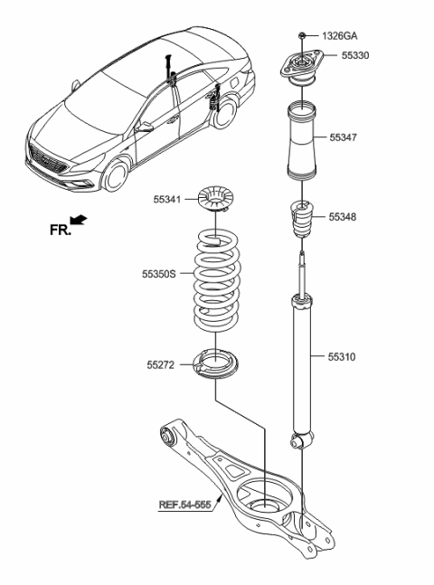 2023 Hyundai Santa Fe Hybrid Spring-Rear Diagram for 55350C2214