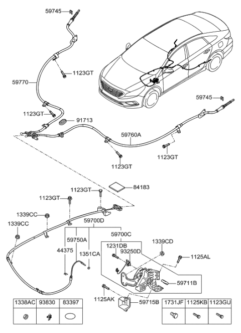 2022 Hyundai Tucson Cable Assembly-Parking Brake, RH Diagram for 59770C1000
