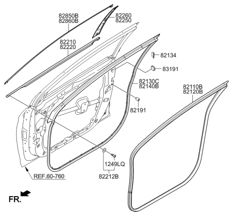 2022 Hyundai Tucson  Weatherstrip-Front Door Body Side RH Diagram for 82120C1000TRY