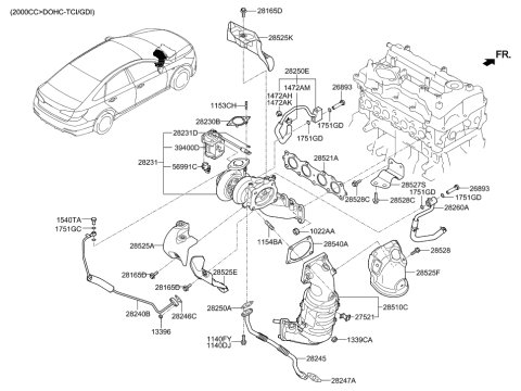 2022 Hyundai Tucson  Protector-Heat Upper Diagram for 285252G250