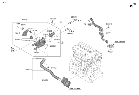 2022 Hyundai Tucson  Tube Assembly-Oil Cooler Diagram for 254702GGA5