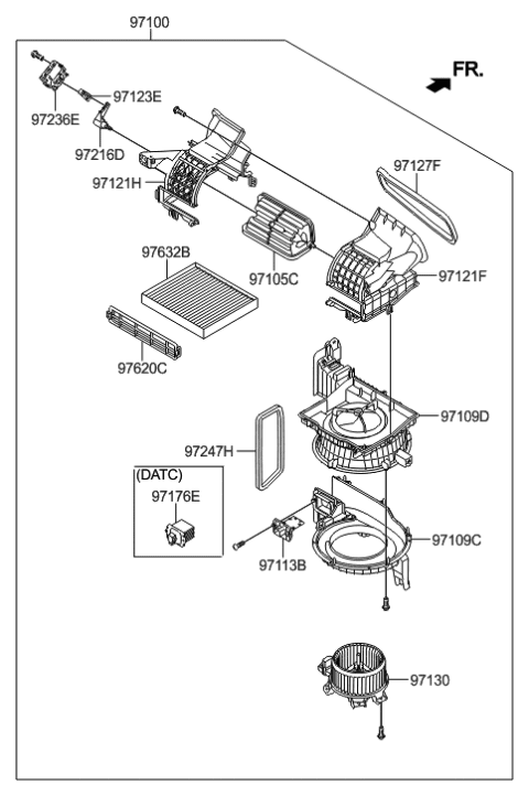 2022 Hyundai Tucson Cabin Air Filter Compatible Diagram for 97133C2000