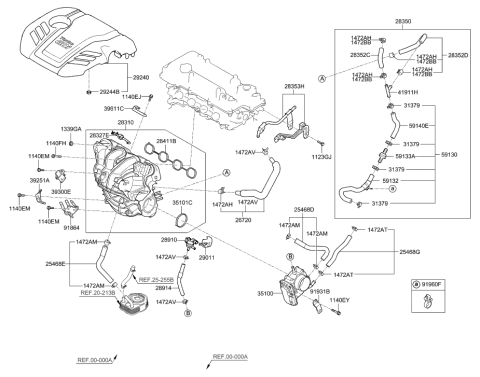 2023 Hyundai Santa Fe Hybrid  Hose Assembly-Vacuum Diagram for 59132C2400