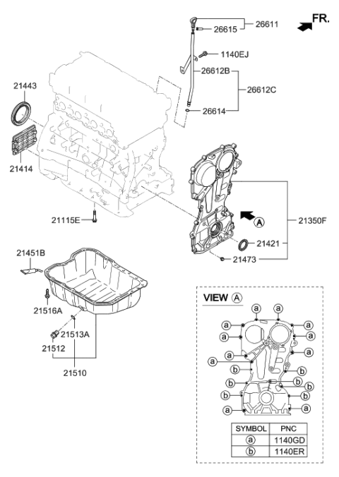 2022 Hyundai Tucson  Oil Level Gauge Guide Diagram for 266122GGA0