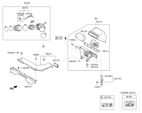 2022 Hyundai Tucson  Air Cleaner Filter Diagram for 28113C1500
