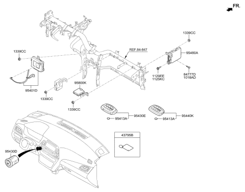2022 Hyundai Tucson  Tpms Tire Pressure Monitoring System Module Diagram for 95800C2100
