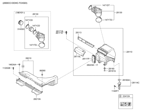 2023 Hyundai Santa Fe Hybrid  Seal-Rubber Diagram for 28117C1500
