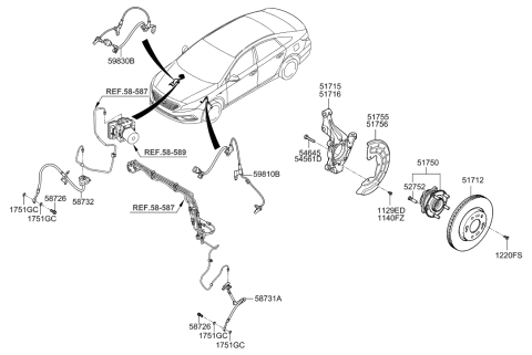 2022 Hyundai Tucson Sensor Assembly-Front ABS.RH Diagram for 59830C1000