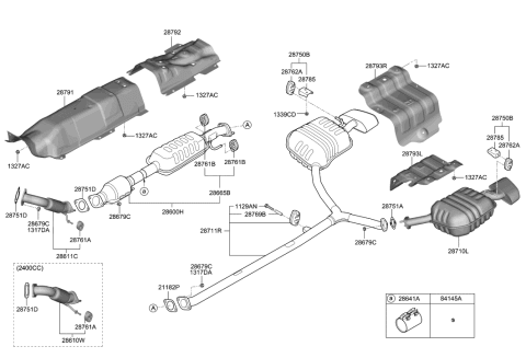 2023 Hyundai Santa Fe Hybrid  Center Muffler Assembly Diagram for 28650C2400