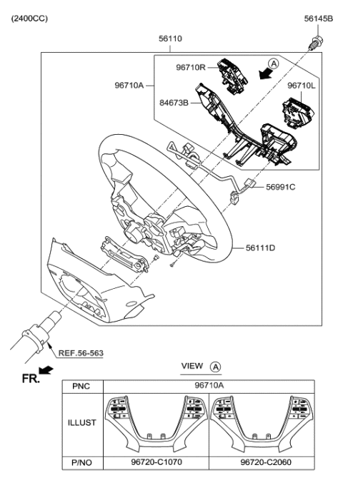 2022 Hyundai Tucson  Steering Remote Control Switch Assembly Diagram for 96720C10704X