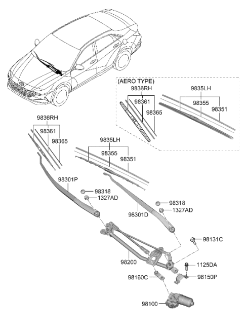2011 Hyundai Accent  Wiper Blade Rubber Assembly(Drive) Diagram for 983512S000