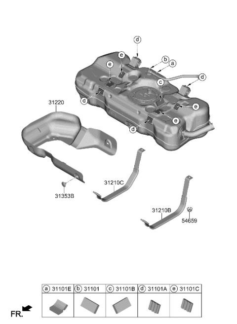 2011 Hyundai Accent  Pad-Fuel Tank Diagram for 31101BY500