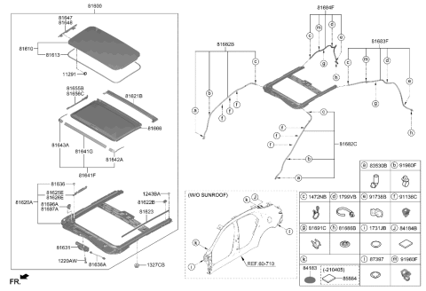 2011 Hyundai Accent  FRAME ASSY-SUNROOF Diagram for 81610AA000