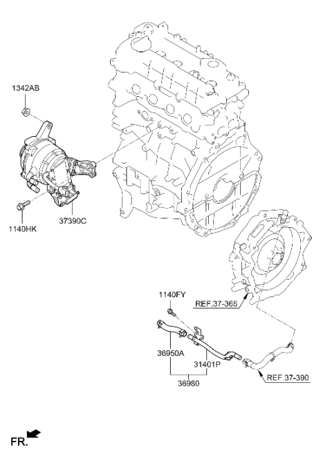 2013 Hyundai Accent  Hose Assembly Diagram for 369802B001