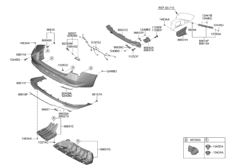 2013 Hyundai Accent  Bracket Assembly-RR Bumper Side, RH Diagram for 86652AA000