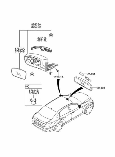 2015 Hyundai Tucson Mirror Assembly-Outside Rear View, RH Diagram for 876203N300