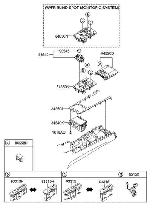 2016 Hyundai Tucson  Cup Holder Assembly Diagram for 846703N150W2R