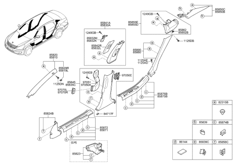 2016 Hyundai Tucson Trim Assembly-Rear Pillar Upper RH Diagram for 858653N200SH