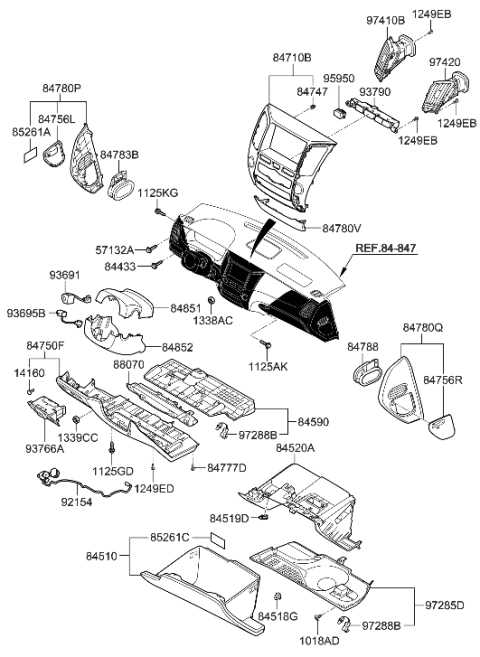 2015 Hyundai Tucson Panel Assembly-Center Facia, Lower Diagram for 847453N100VM5