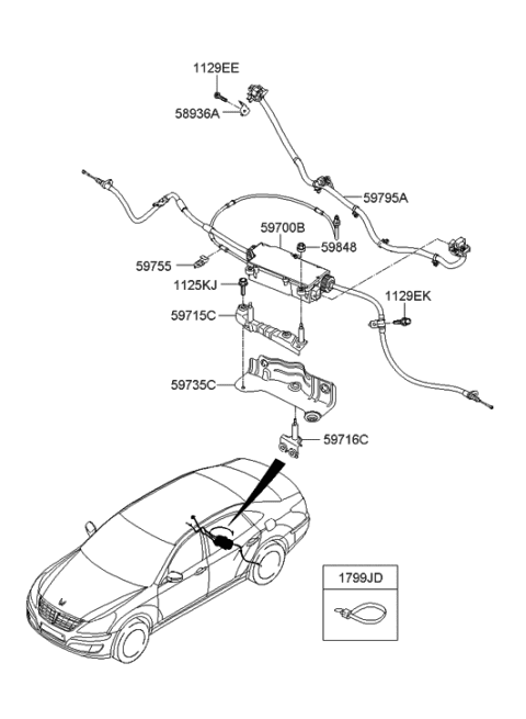 2017 Hyundai Tucson Bracket Diagram for 597173M500