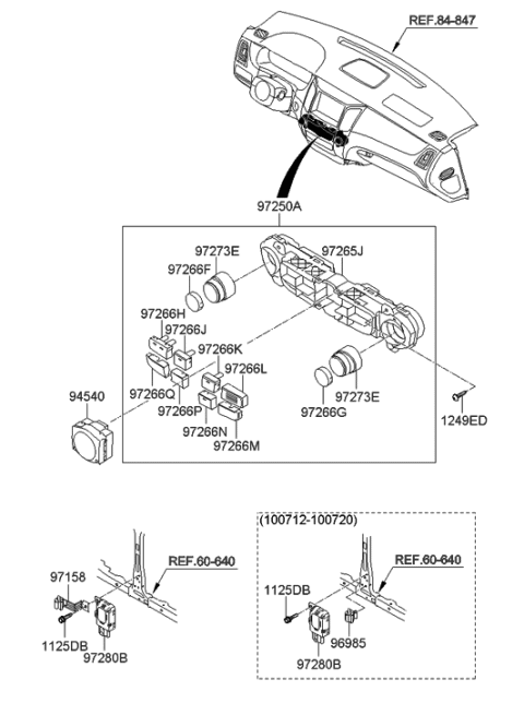 2016 Hyundai Tucson  Heater Control Assembly Diagram for 972503N300