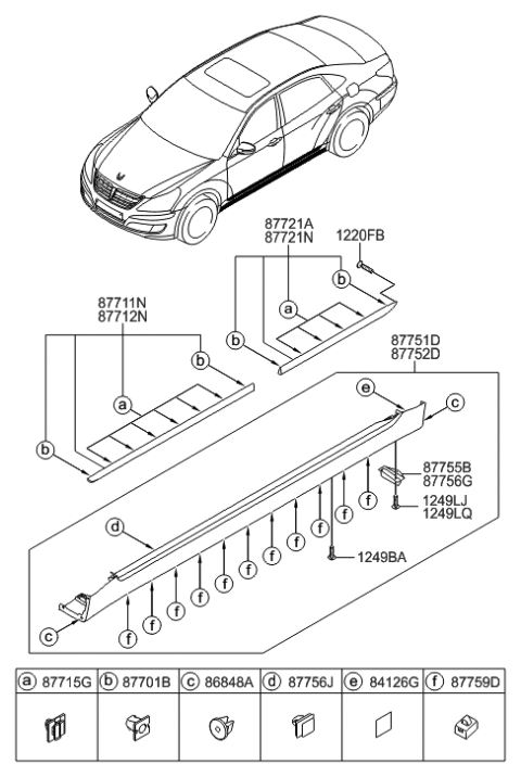 2016 Hyundai Tucson  Clip-Side Garnish Mounting Diagram for 877563N100