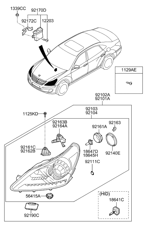 2016 Hyundai Tucson  Dust Cover Diagram for 56416B2000