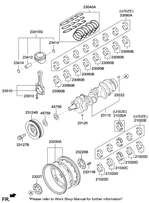 2016 Hyundai Tucson  Bearing Set-Crank Shaft Thrust Diagram for 210203F932
