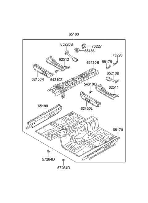 2015 Hyundai Tucson Gusset-Center Floor Front, LH Diagram for 653393N010