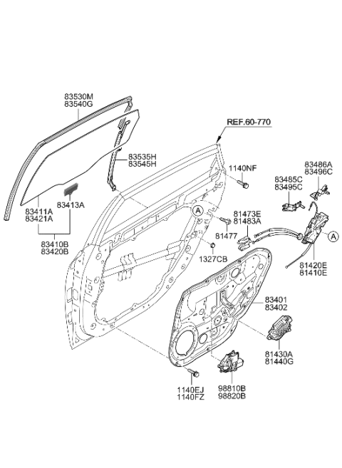 2017 Hyundai Tucson Connection Cage-Door Inside Handle, LH Diagram for 826303N000