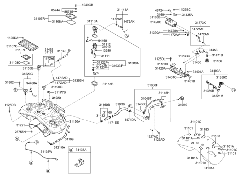 2016 Hyundai Tucson  Hose-Fuel Pump Diagram for 311272M500