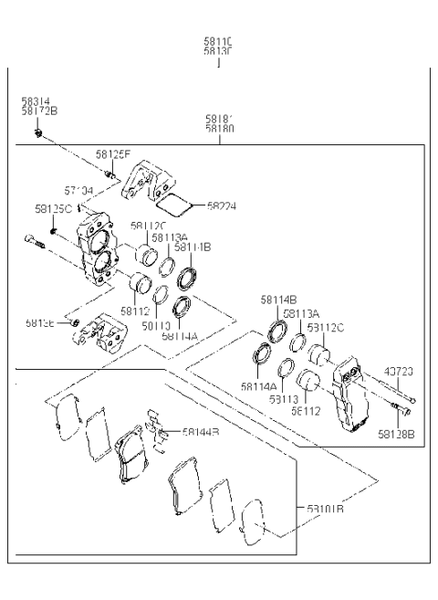 2015 Hyundai Tucson Boot-Piston Diagram for 581143N500