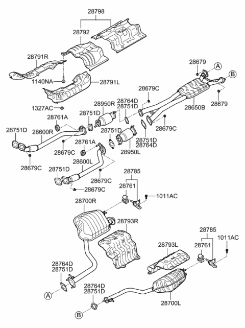 2016 Hyundai Tucson  Tail With Muffler Pipe, Right Diagram for 287003N600