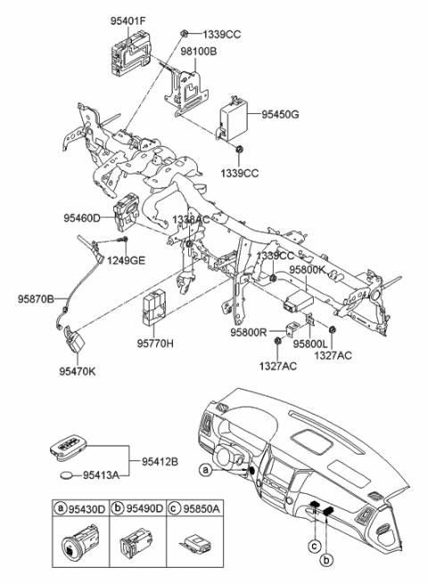 2016 Hyundai Tucson  Module Assembly-Automatic Transaxle Key Lock Control Diagram for 958503M500