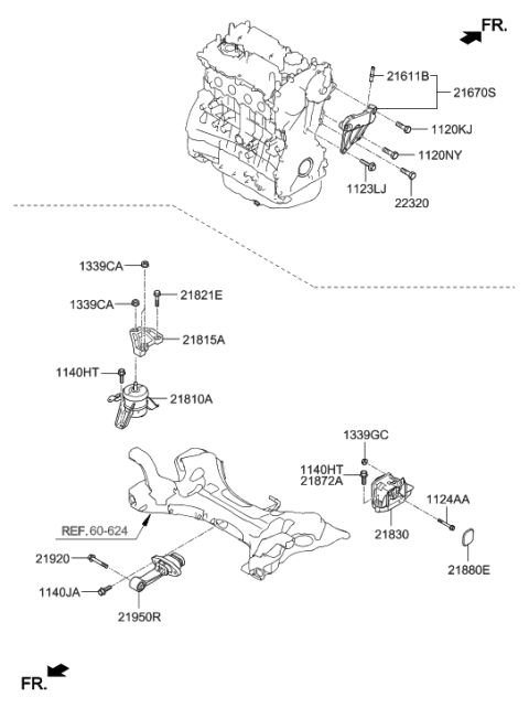 2022 Hyundai Tucson  Engine Mounting Bracket Assembly Diagram for 21810C2320