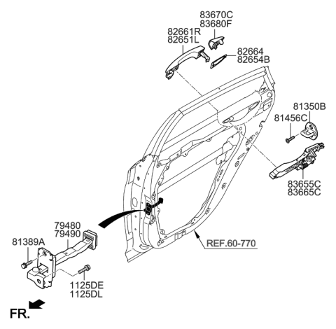 2022 Hyundai Tucson  Checker Assembly-Rear Door, RH Diagram for 79490C1010