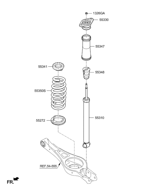 2023 Hyundai Tucson  Rear Shock Absorber Dust Cover Diagram for 55316C1100