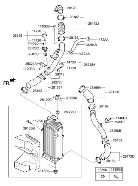 2022 Hyundai Tucson Clamp-Hose Diagram for 282922F070